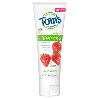 Tom's of Maine Kids Fluoride Natural Toothpaste, Silly Strawberry, 5.1 oz.