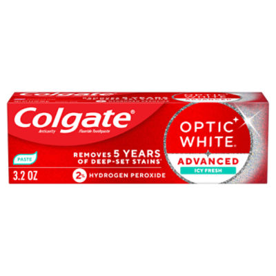 Colgate Optic White Advanced Icy Fresh Shimmering Mint Anticavity Fluoride Toothpaste, 3.2 oz