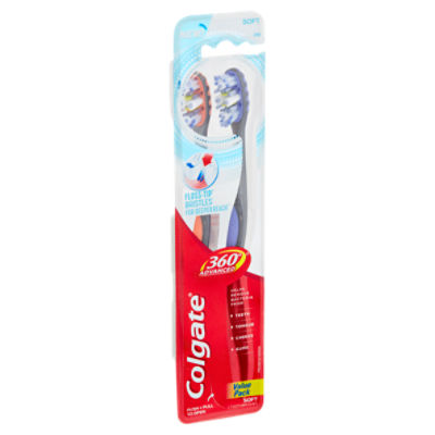 Colgate 360° Advanced Soft Toothbrushes Value Pack, 2 count, 2 Each