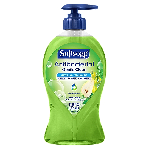 Softsoap Antibacterial Liquid Hand Soap Pump, Gentle Clean, Sparkling Pear - 11.25 Fluid Ounce
Softsoap Antibacterial Liquid Hand Soap, Gentle Clean leaves skin feeling soft and is clinically proven to eliminate 99.9% of bacteria (in a handwashing test vs. the following common harmful bacteria: s. Aureus & E. coli). Softsoap is America's #1 Liquid Hand Soap brand, trusted to clean your hands since 1975.

antibacterial hand soap hand soap antibacterial liquid hand soap liquid soap antibacterial soap liquid hand soap antibacterial antibacterial liquid hand soap kitchen hand soap hand soap pump hand soap bulk bulk hand soap bathroom soap hand wash soap antibacterial liquid soap disinfectant hand soap bathroom hand soap hand soap pack liquid antibacterial hand soap disinfectant soap hand liquid soap hand sanitizer soap scented hand soap disinfecting hand soap hand washing soap liquid antibacterial soap disinfectant soap for hands antibacterial hand soap pump paraben-free soap biodegradable hand soap

Unique Formula: Refill only with Softsoap® Antibacterial Hand Soap
This hand soap is clinically prevent to eliminate 99.9% of bacteria*
*In a handwashing test vs. the following common harmful bacteria S. aureus & E. coli.

Drug Facts
Active ingredient - Purpose
Benzalkonium chloride 0.13% - Antibacterial

Use
Helps eliminate bacteria on hands