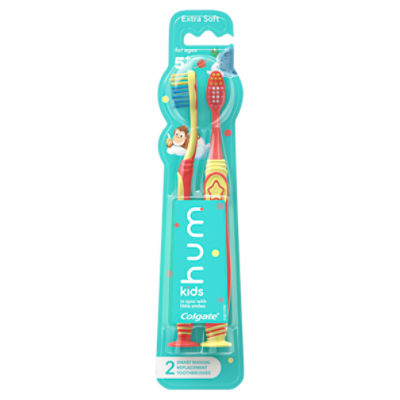 hum kids by Colgate Smart Manual Replacement Toothbrush Pack, Yellow