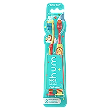 hum kids by Colgate Smart Manual Replacement Toothbrush Pack, Yellow & Coral - 2 Count