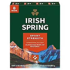 Irish Spring Sport Strength Antibacterial for Men, Bar Soap, 3.7 Ounce