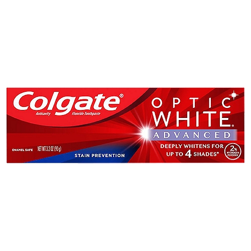 Colgate Optic White Advanced Whitening Toothpaste, Stain Prevention, 3.2 oz