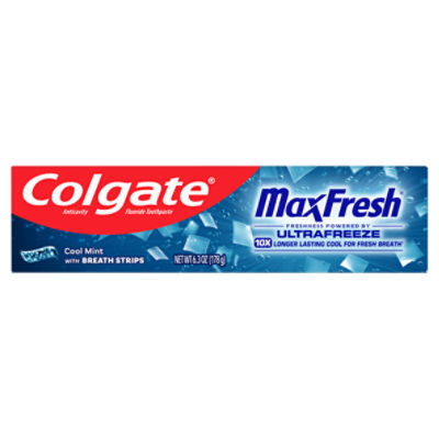 Colgate Max Fresh Cool Mint with Breath Strips Anticavity Fluoride Toothpaste, 6.3 oz