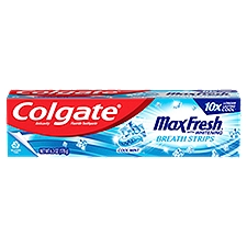 Colgate MaxFresh with Whitening Breath Strips Cool Mint Toothpaste, 6.3 oz