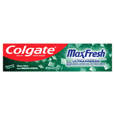 Colgate Max Fresh Whitening Toothpaste with Mini Breath Strips, Clean Mint Toothpaste 6.3oz