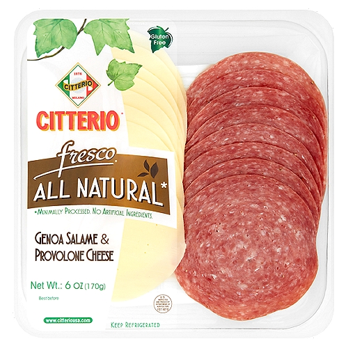 Citterio Fresco Genoa Salame & Provolone Cheese, 6 oz
All natural*
*Minimally processed. No artificial ingredients.