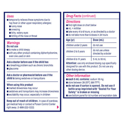 Benadryl Children's Dye-Free Allergy Bubble Gum! Flavored Liquid, 4 fl oz Image 4 of 10