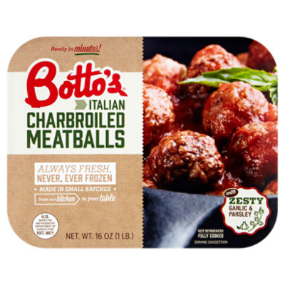 Botto's Italian Charbroiled Meatballs, 16 oz, 16 Ounce
