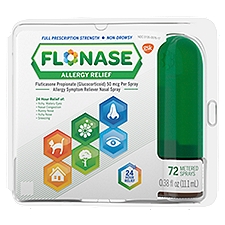 Flonase Allergy Relief Nasal Spray, 24 Hour Non Drowsy Allergy Medicine, Metered Spray - 72 Sprays, 0.38 Fluid ounce