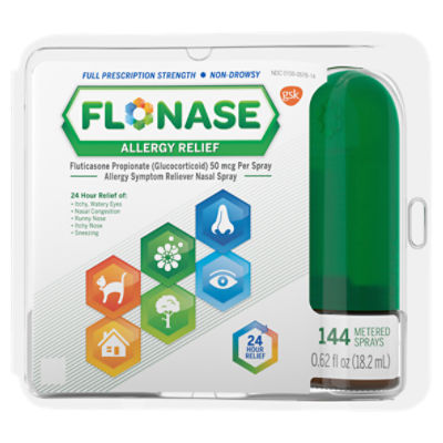Flonase Allergy Relief Nasal Spray, 24 Hour Non Drowsy Allergy Medicine, Metered Spray - 144 Sprays
