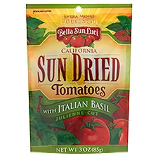 Bella Sun Luci Julienne - Cut California Sun Dried Tomatoes with Italian Basil, 3 oz