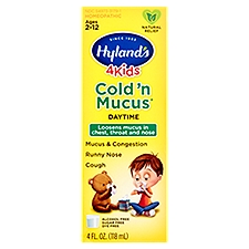 Hyland's Liquid, 4 Kids Daytime Cold 'n Mucus Ages 2-12, 4 Fluid ounce