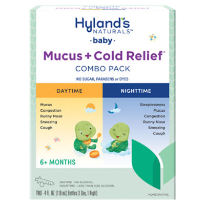 Hyland's Naturals Baby Mucus + Cold Relief Liquid Combo Pack, 6+ Months, 4 fl oz, 2 count