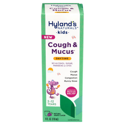 Hyland's Naturals Kids Cough and Mucus Daytime Homeopathic Liquid, 2-12 years, 4 fl oz