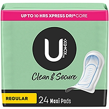 U by Kotex Clean & Secure Maxi Pads, Regular Absorbency