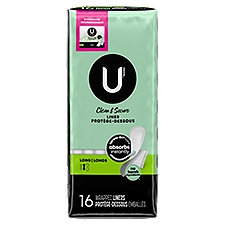 U by Kotex Security Lightdays Panty Liners, Light Absorbency, Long, Wrapped, Unscented, 16 Each