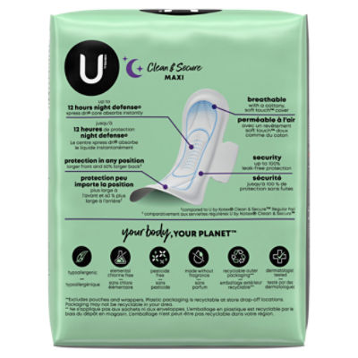 U By Kotex Security Maxi Wings Overnight Pads