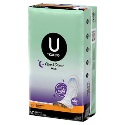 U By Kotex Security Unscented Feminine Overnight Absorbency Maxi Pads