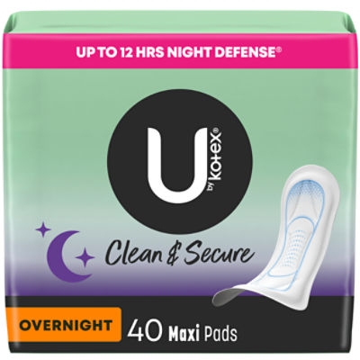 Kotex Clean & Secure Maxi Overnight Maxi Pads, 40 count
