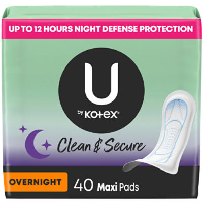 U by kotex Security Overnight Maxi Pads, 40 count