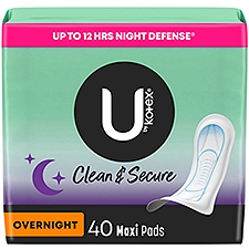 U by Kotex Security Unscented Feminine Overnight Absorbency, Maxi Pads, 40 Each