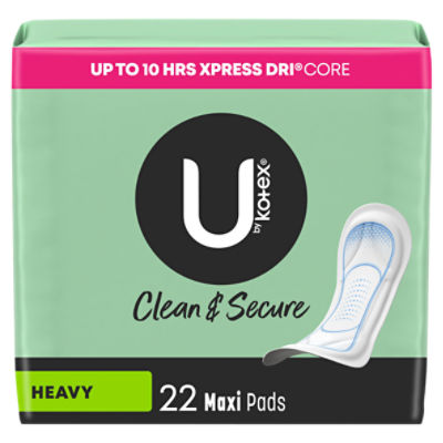 U by Kotex Clean & Secure Maxi Pads, Heavy Absorbency