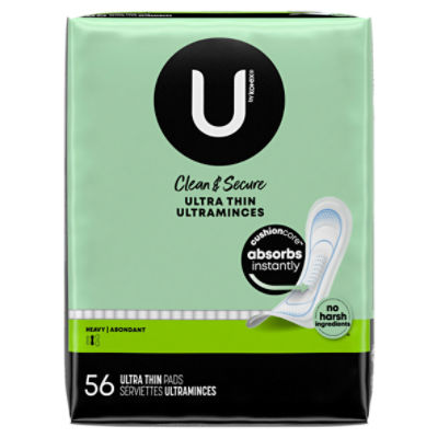 U by Kotex Clean & Secure Ultra Thin Pads Heavy Absorbency 56 Count