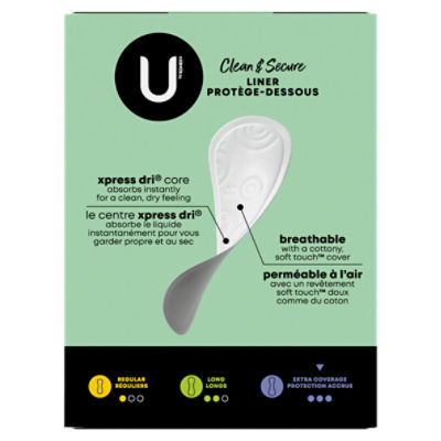 U by Kotex Clean & Secure Panty Liners Extra Coverage & Long, Unscented ✓✓✓