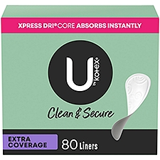 U By Kotex Security Lightdays Extra Coverage Daily Liners, 80 count