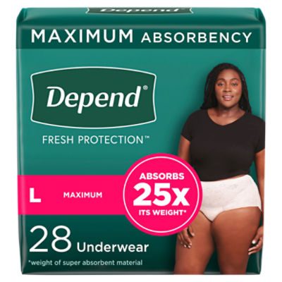 Depend Fresh Protection Adult Incontinence Underwear Maximum, Large Blush Underwear, 28 Each