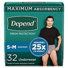 Depend Underwear for Men Small/Medium, 32 Each