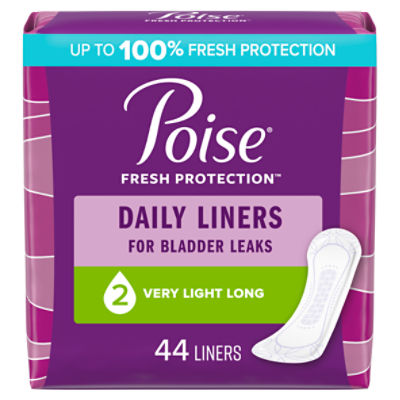 Poise Fresh Protection Very Light Long Daily Liners, 44 count - Fairway