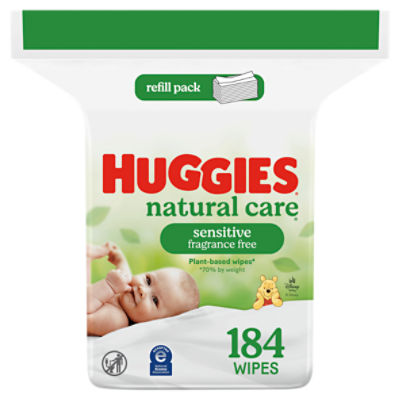Huggies Natural Care Sensitive Fragrance Free Wipes Refill Pack, 184 Count Image 7 of 10