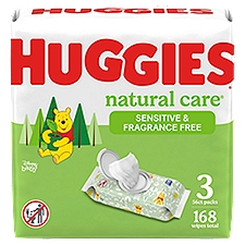Huggies Natural Care Sensitive & Fragrance Free Baby Wipes, 168 count