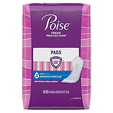 Poise Moderate Absorbency Incontinence Pads - Regular, 66 Each