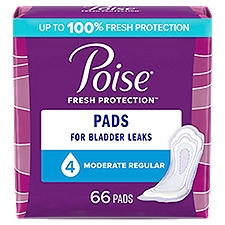 Poise Moderate Regular Length Pads, 66 count