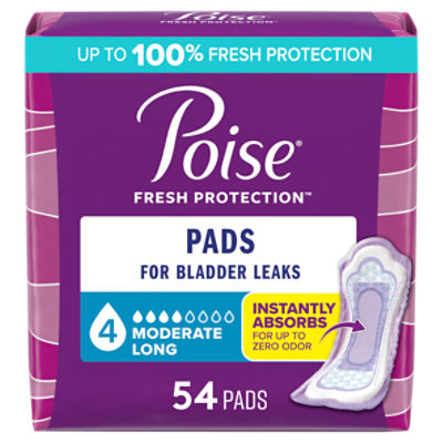 Poise Fresh Protection Moderate Long Pads, 54 Count, 54 Each