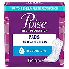 Poise Moderate Long Length, Pads, 54 Each
