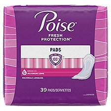 Poise Maximum Absorbency Incontinence Pads - Long, 39 Each