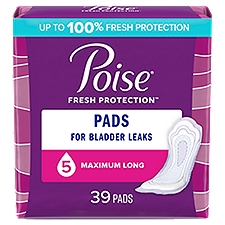 Poise Maximum Absorbency Incontinence Pads - Long, 39 Each