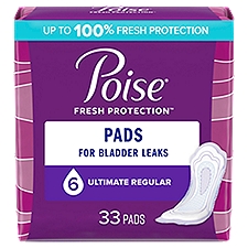 Poise Ultimate Absorbency Regular Length, Postpartum Incontinence Pads, 33 Each