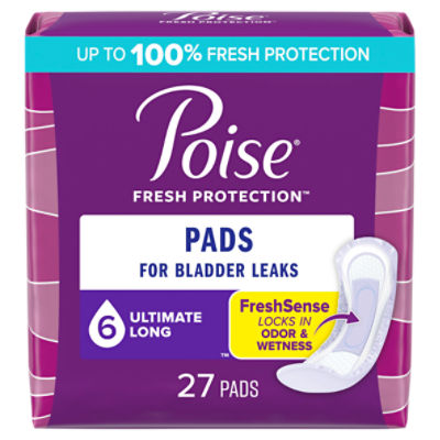 Poise Fresh Protection Ultimate Long Pads, 27 count