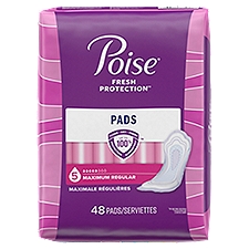 Poise Maximum Absorbency Incontinence Pads - Regular, 48 Each