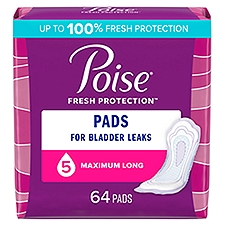 Poise Maximum Absorbency Incontinence Pads - Long, 64 Each