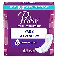 Poise Incontinence Pads & Postpartum Incontinence Pads 6 Drop Ultimate, Long Length Pads