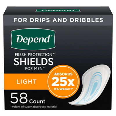 Depend Shields Bladder Control Shields Incontinence Pads For Men Light Absorbency 58 Count