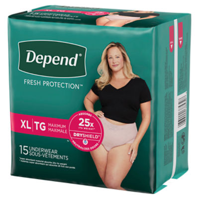 Depend FIT-FLEX Incontinence Underwear for Women, Disposable, Maximum  Absorbency, Medium, Blush, Tan (44 Count)