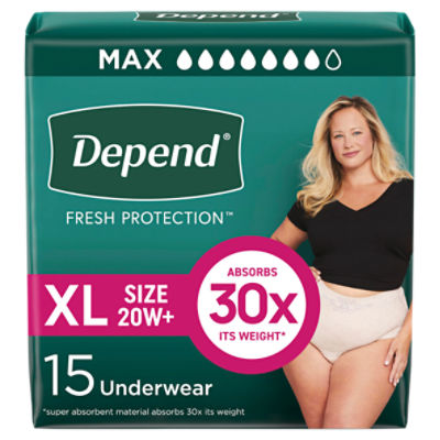 Depend Fresh Protection Maximum Underwear, Size XL, 15 Count